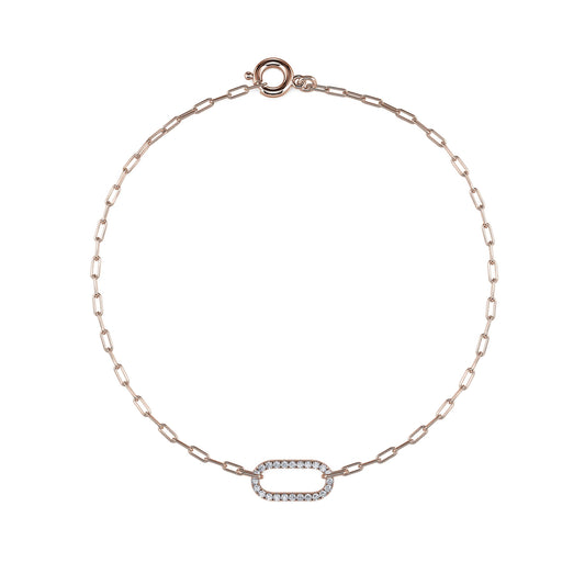 Pauline - Bracelet ovale diamant or rose #2