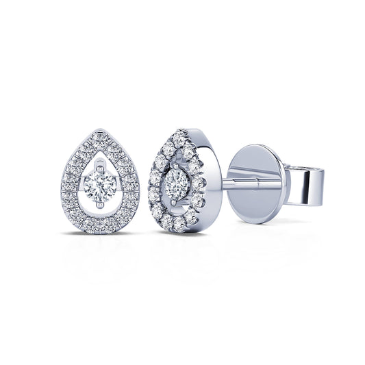 Léonie - Boucles d'oreilles or blanc diamant poire avec halo #2