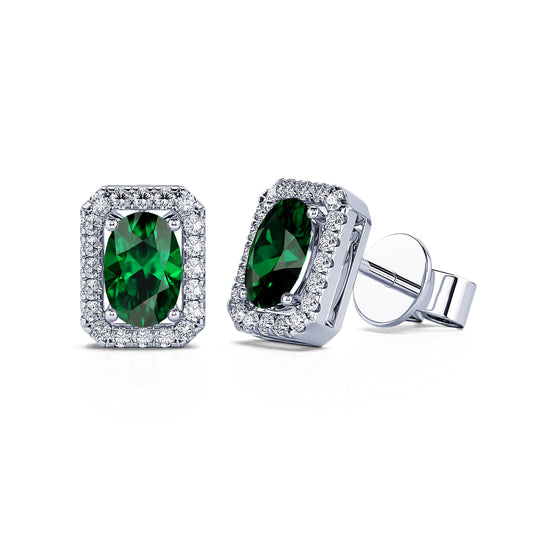 Anaé - Puces d'oreilles émeraude or blanc et diamant #2