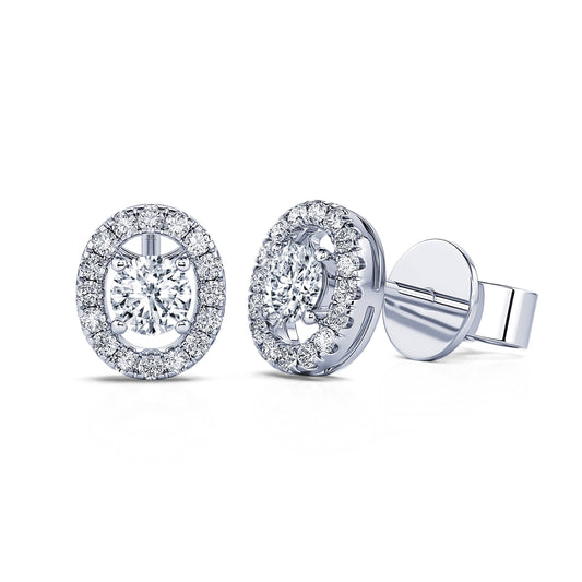 Maelle - Boucles d'oreilles or blanc diamant avec halo #2
