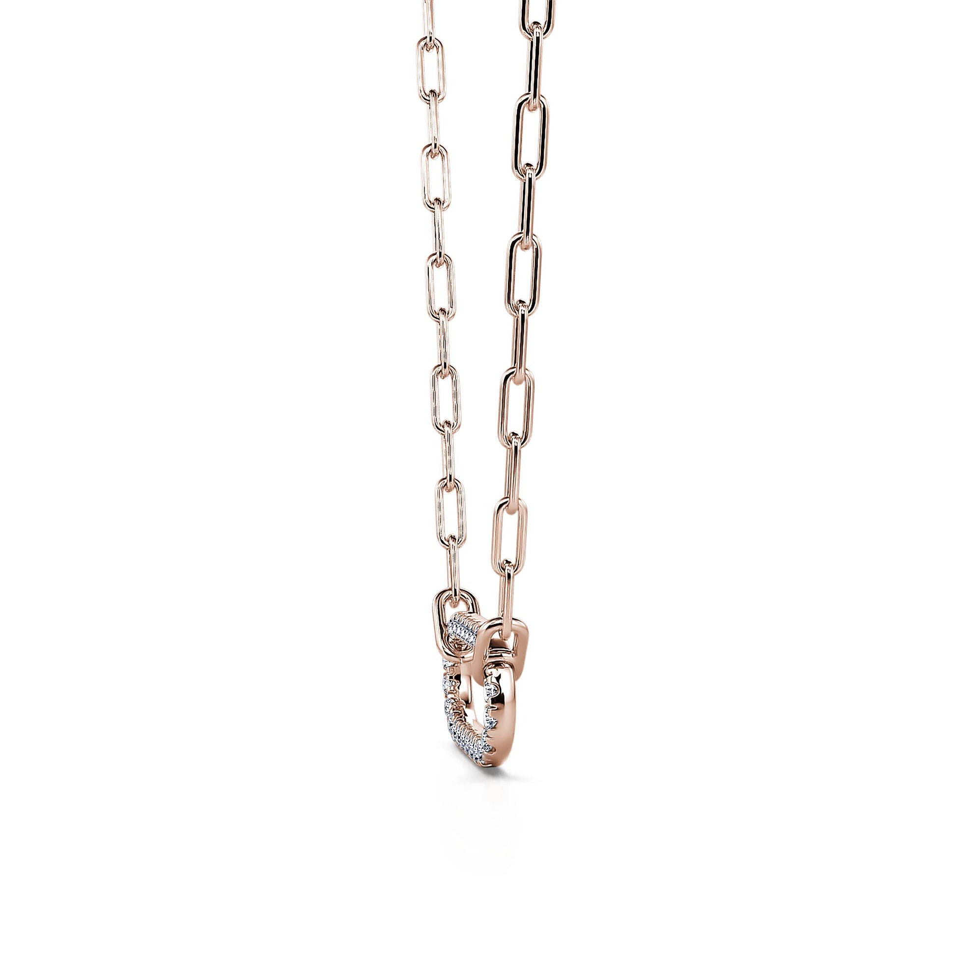 Collier chaîne un maillon ovale serti or rose Amélie 3