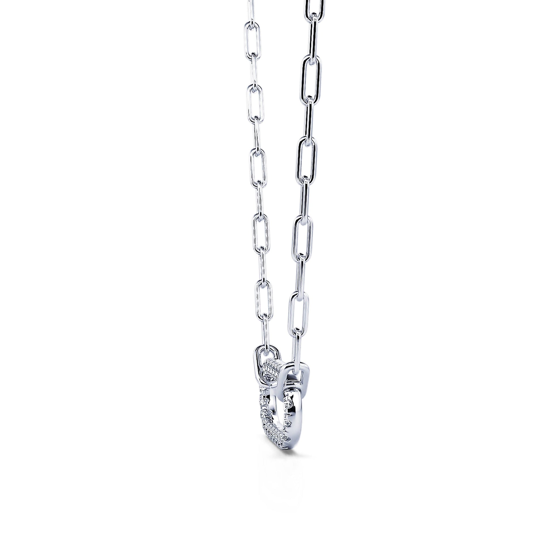 Collier chaîne un maillon ovale serti or blanc Amélie 3