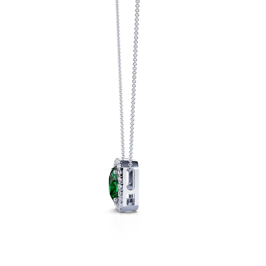 Tessy - Collier or blanc diamants et emeraude #2