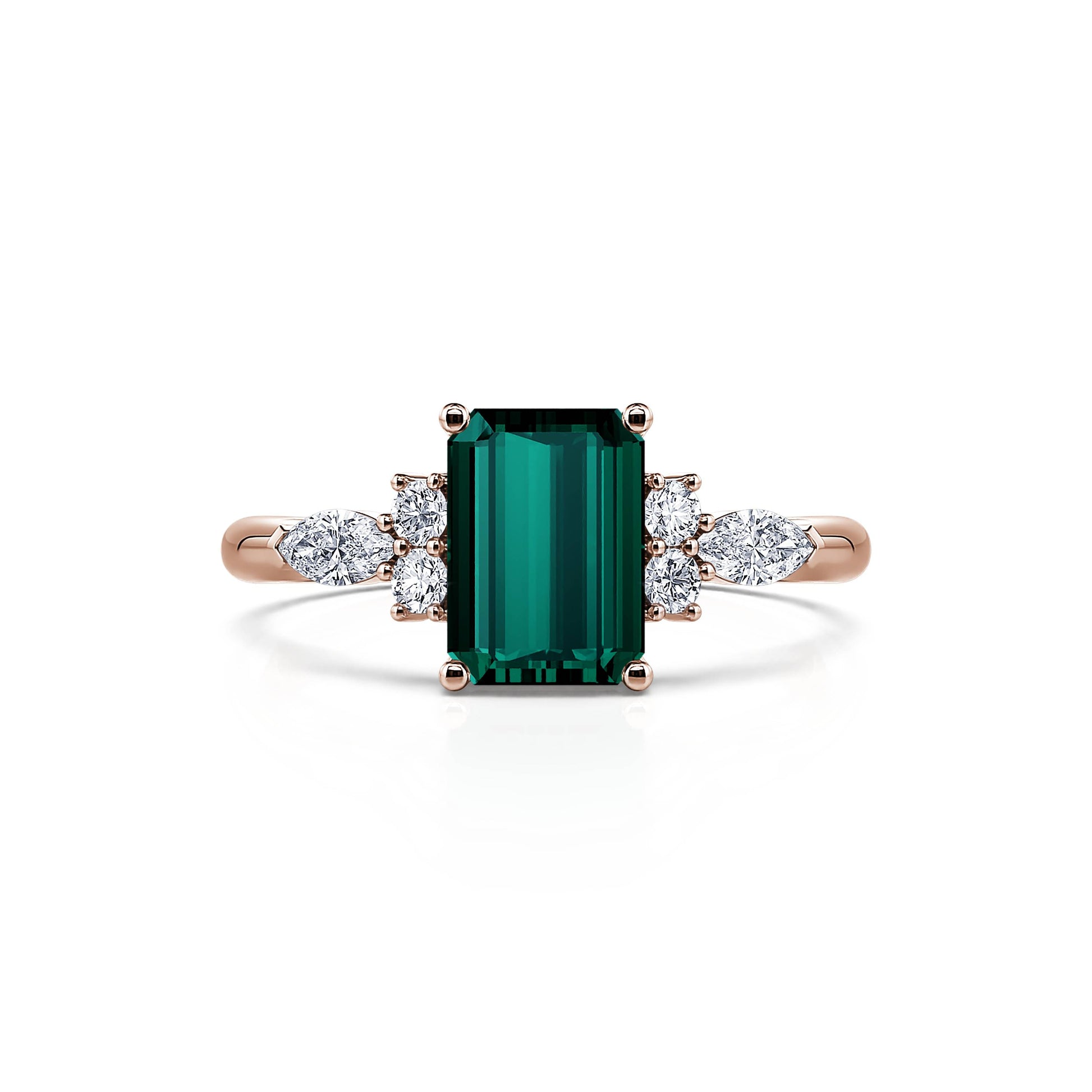 Bague de fiançailles en or rose, tourmaline verte et diamant Ciara Tourmaline Verte 1