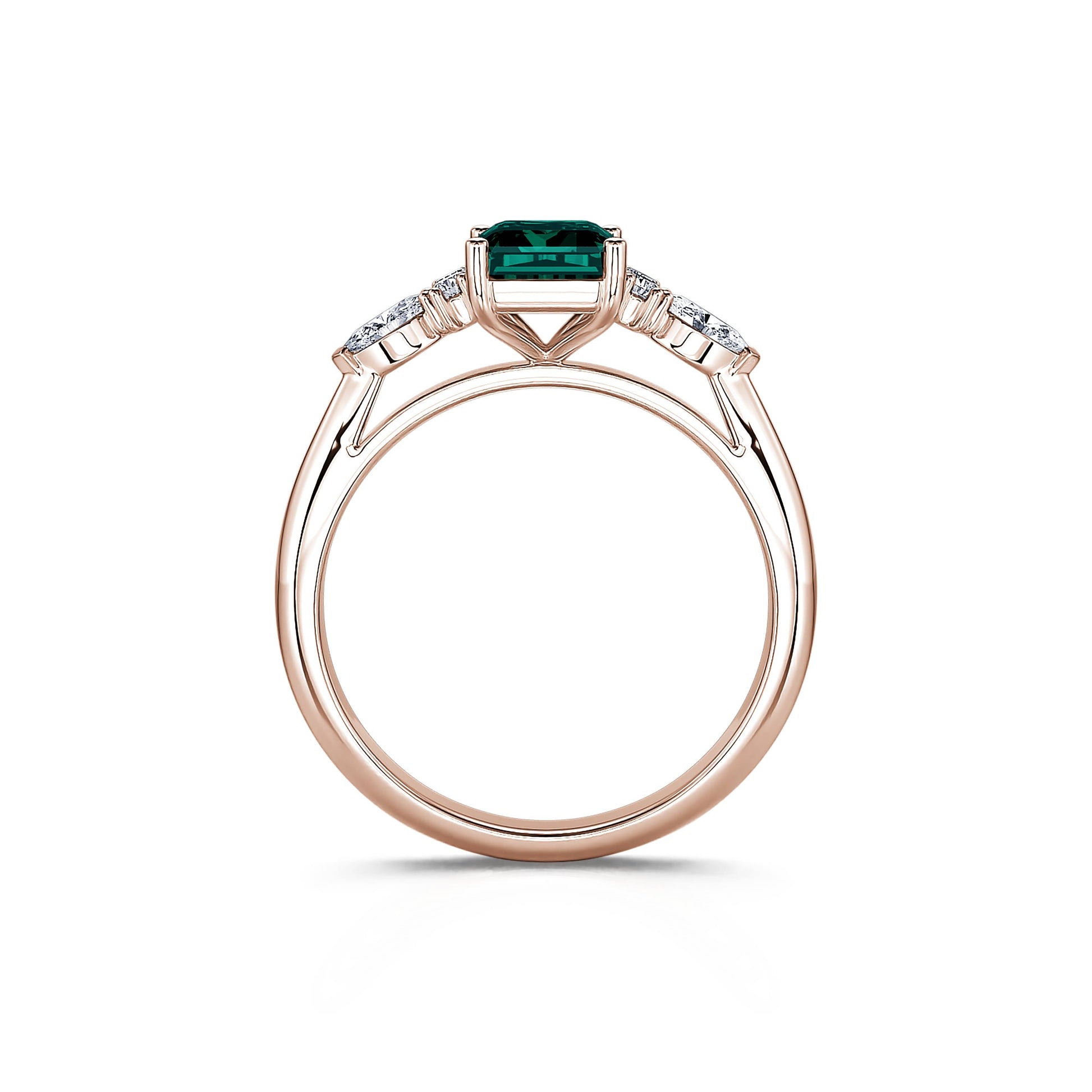 Bague de fiançailles en or rose, tourmaline verte et diamant Ciara Tourmaline Verte 4