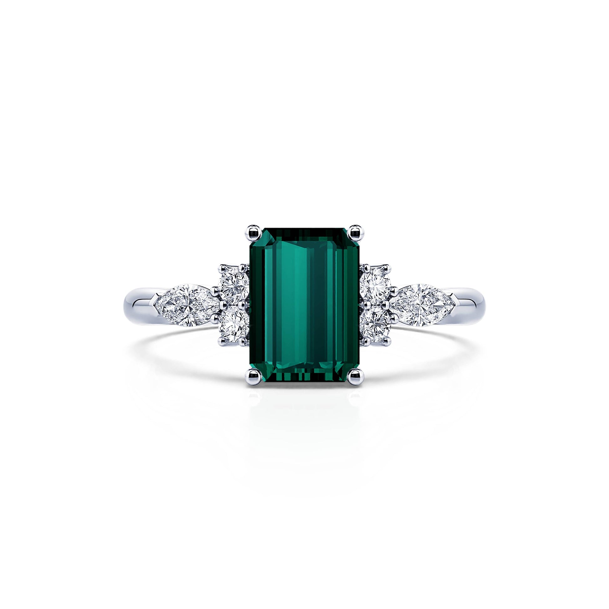 Bague de fiançailles en platine, tourmaline verte et diamant Ciara Tourmaline Verte 1