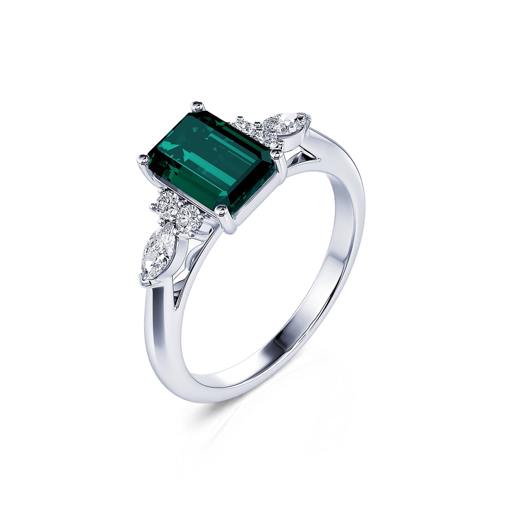 Bague de fiançailles en platine, tourmaline verte et diamant Ciara Tourmaline Verte 2