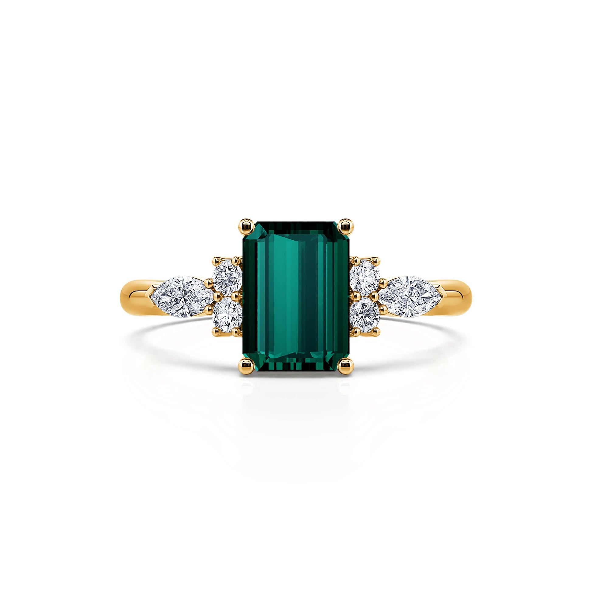 Bague de fiançailles en or jaune, tourmaline verte et diamant Ciara Tourmaline Verte 1