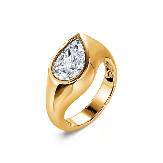 Shiloh Lab - Solitaire en or jaune diamant de synthèse poire #2