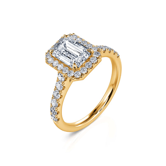 Gabriella - Bague de fiançailles or jaune diamant émeraude #2