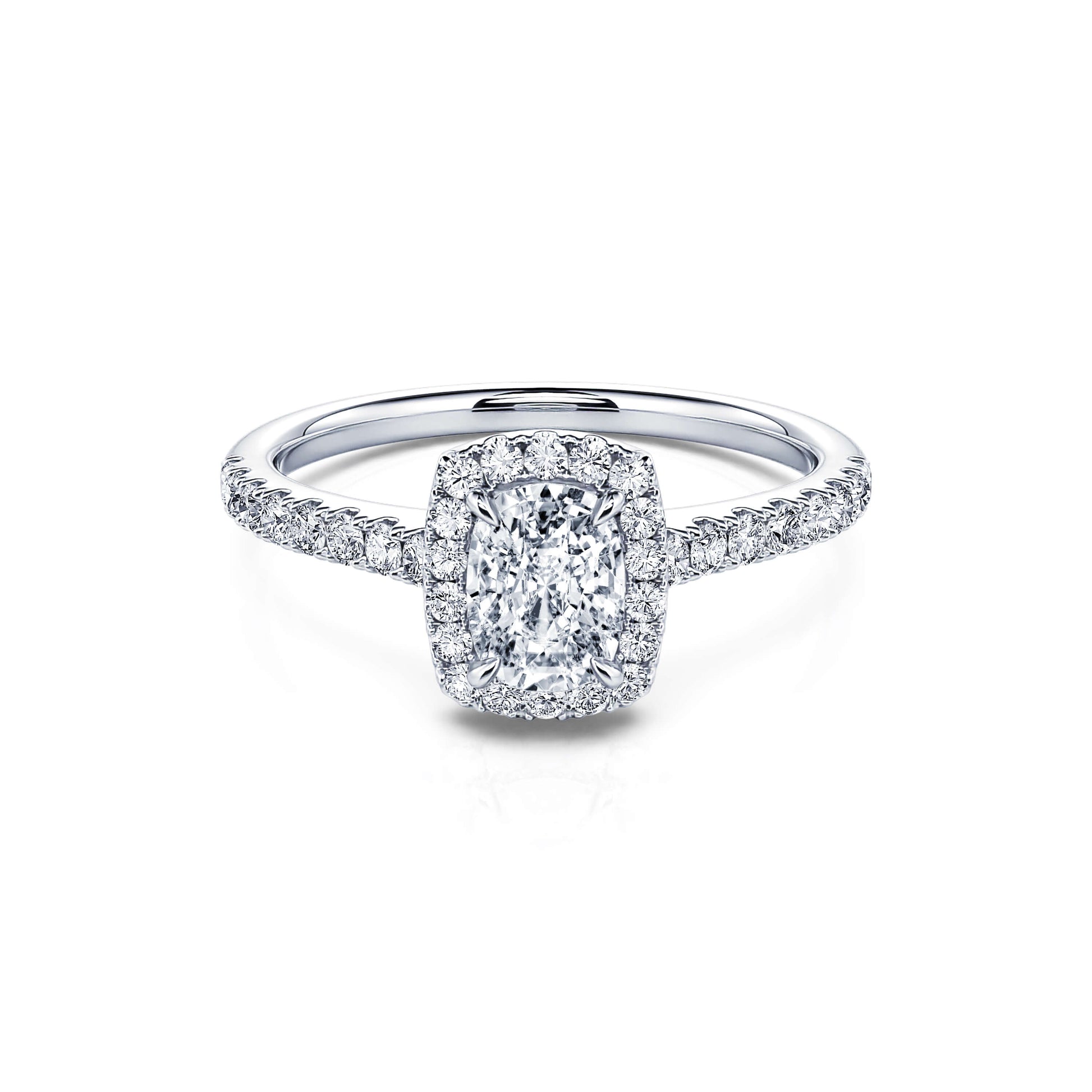 Bague de fiançailles platine diamant coussin Grace 1