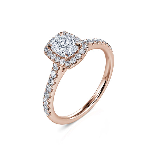 Grace - Bague de fiançailles or rose diamant coussin #2