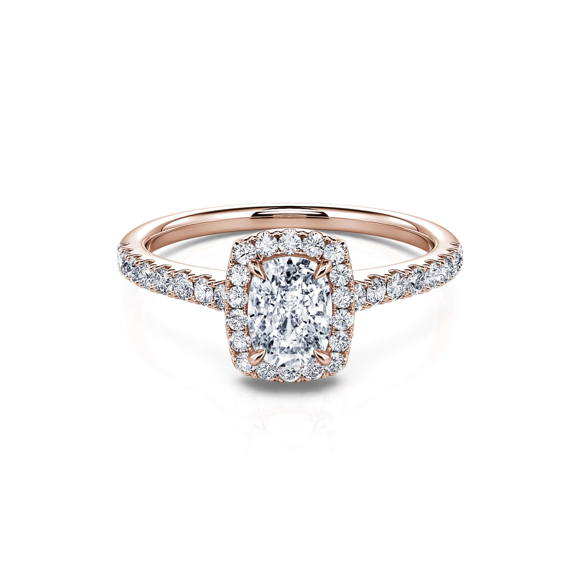 Bague de fiançailles or rose diamant coussin Grace 1