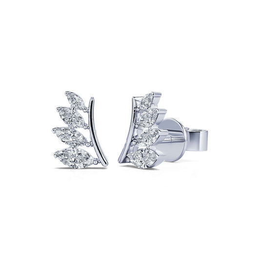 Lily - Boucles d'oreilles or blanc diamants marquise #2