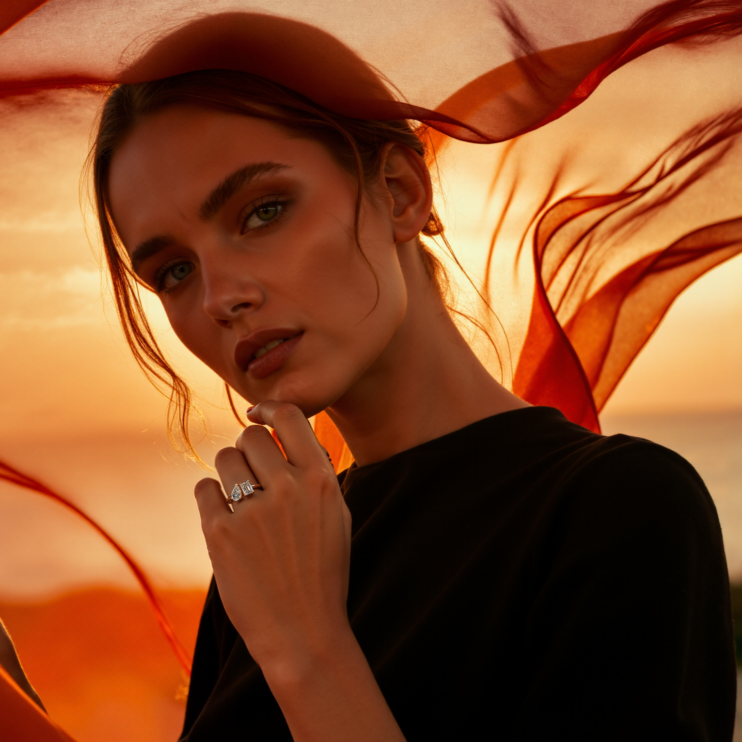 Bague Toi & Moi poire et émeraude en or jaune Nova Lab 6