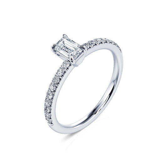 Romane - Solitaire platine diamant émeraude   #2