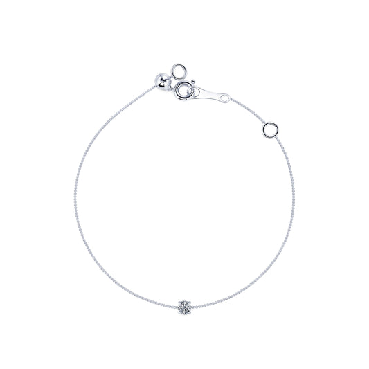 Shir - Bracelet diamant solitaire or blanc #2