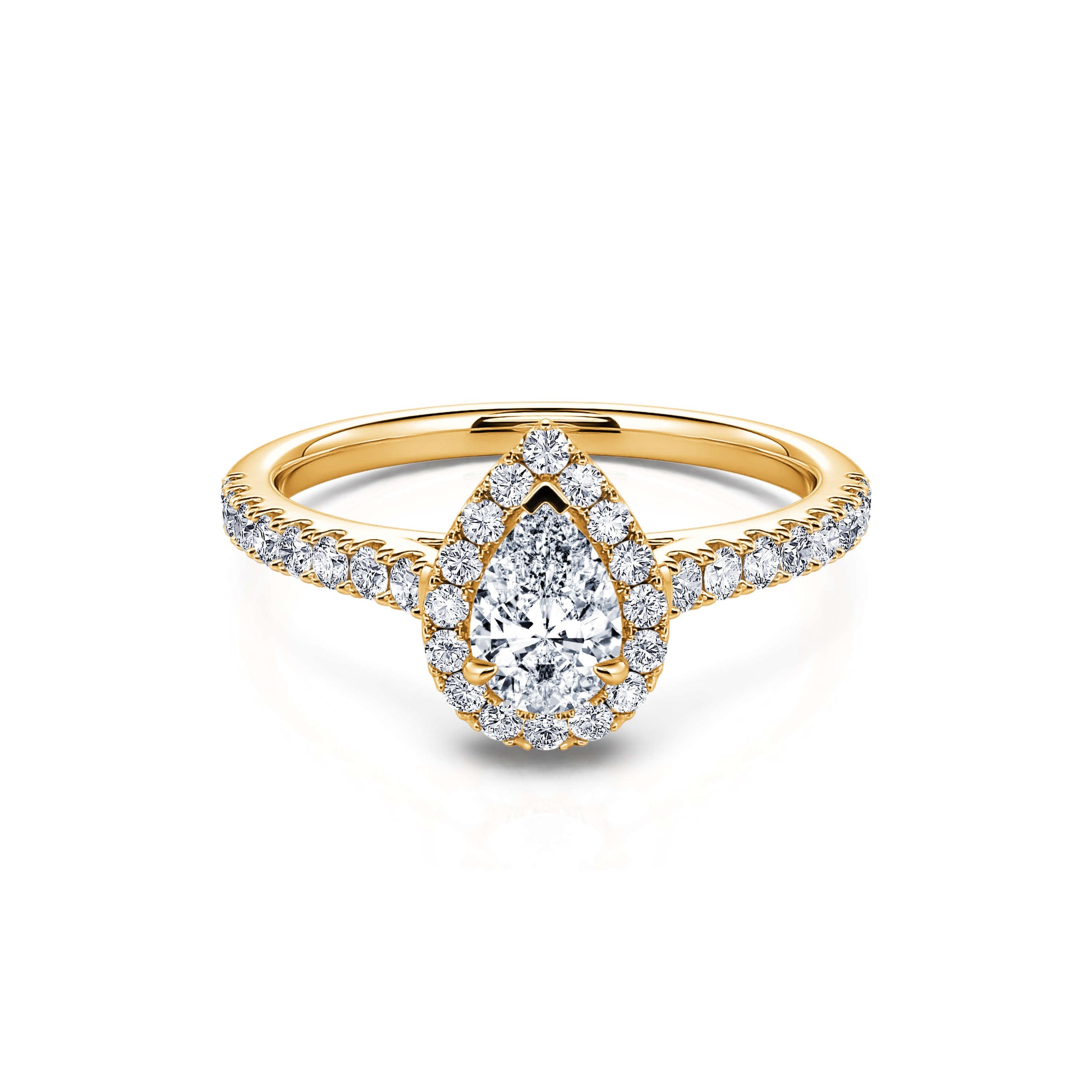 Bague de fiançailles or jaune diamant poire Théa 1