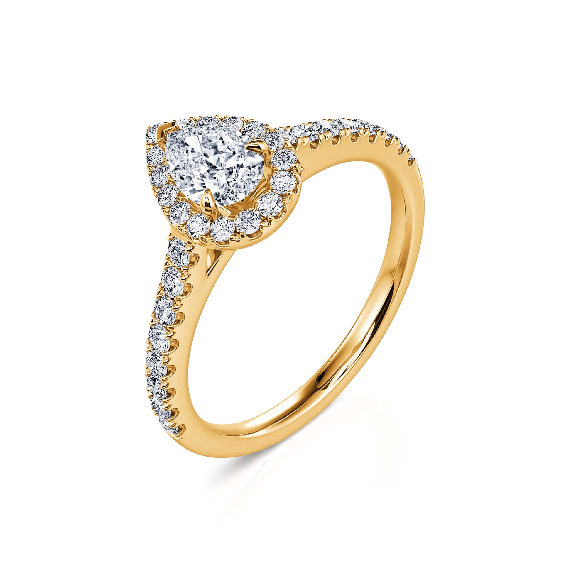 Bague de fiançailles or jaune diamant poire Théa 2