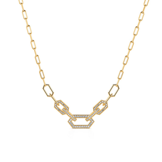 Adele - Collier chaîne trois maillons serti or jaune #2