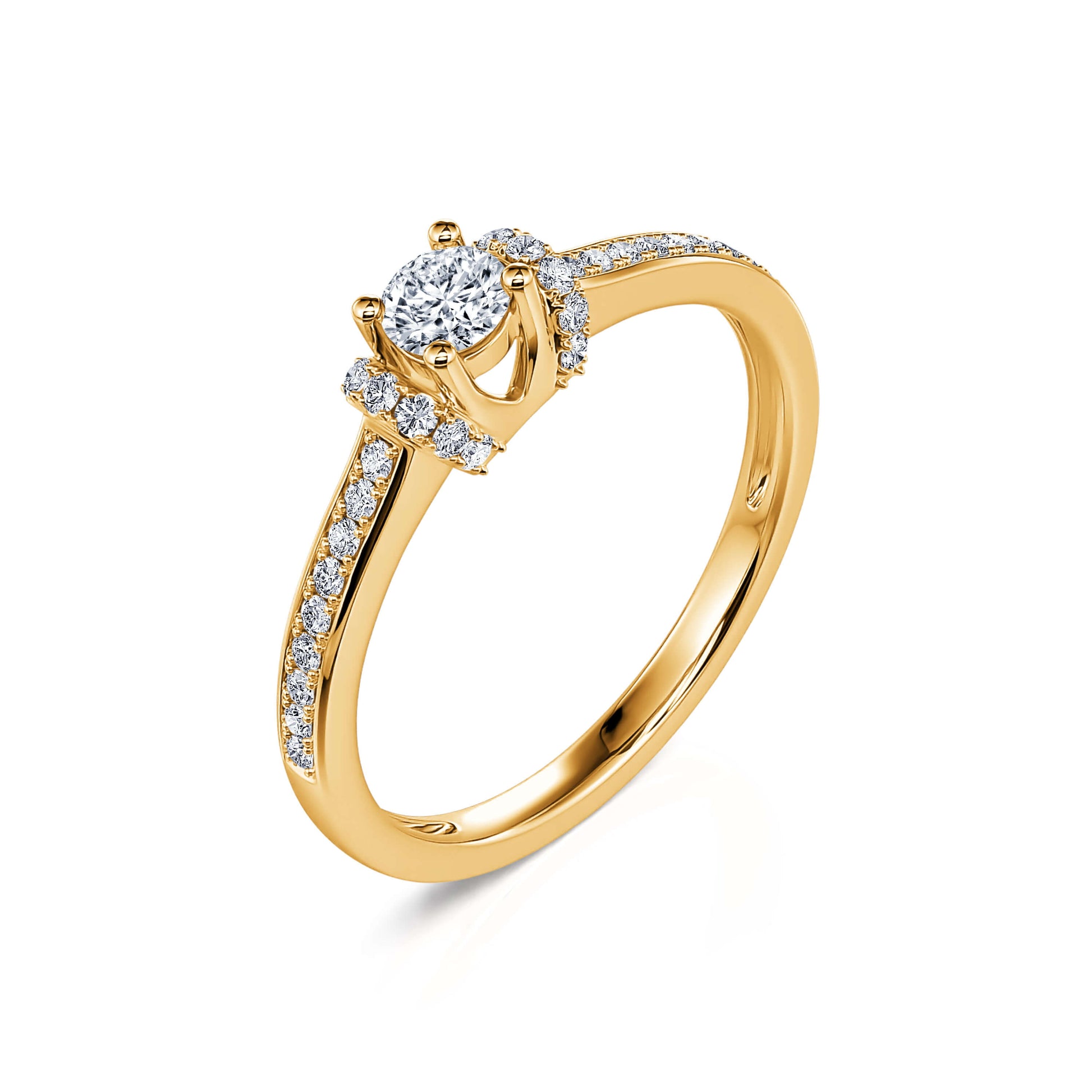 Solitaire or jaune diamant accompagné Amarilys 2