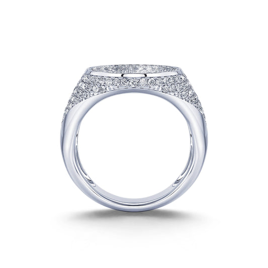 Angélique - Chevalière diamant or blanc #2