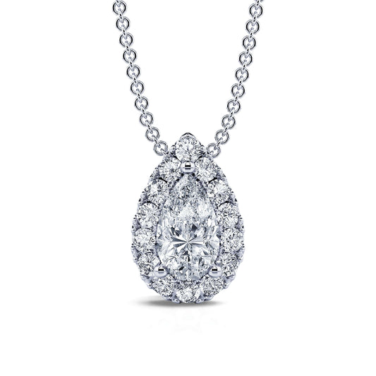 Billie - Collier or blanc diamant poire avec halo #2
