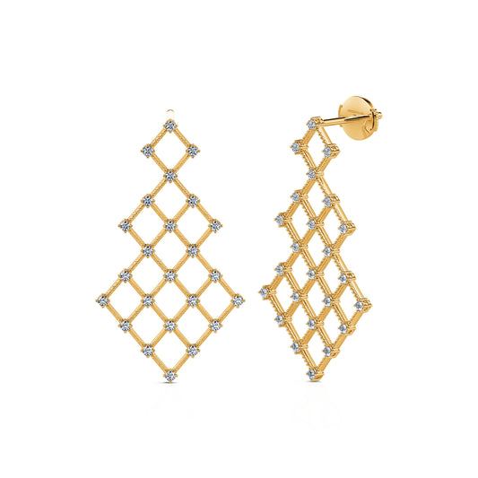Blanche - Boucles d'oreilles pendantes or jaune et diamant #2