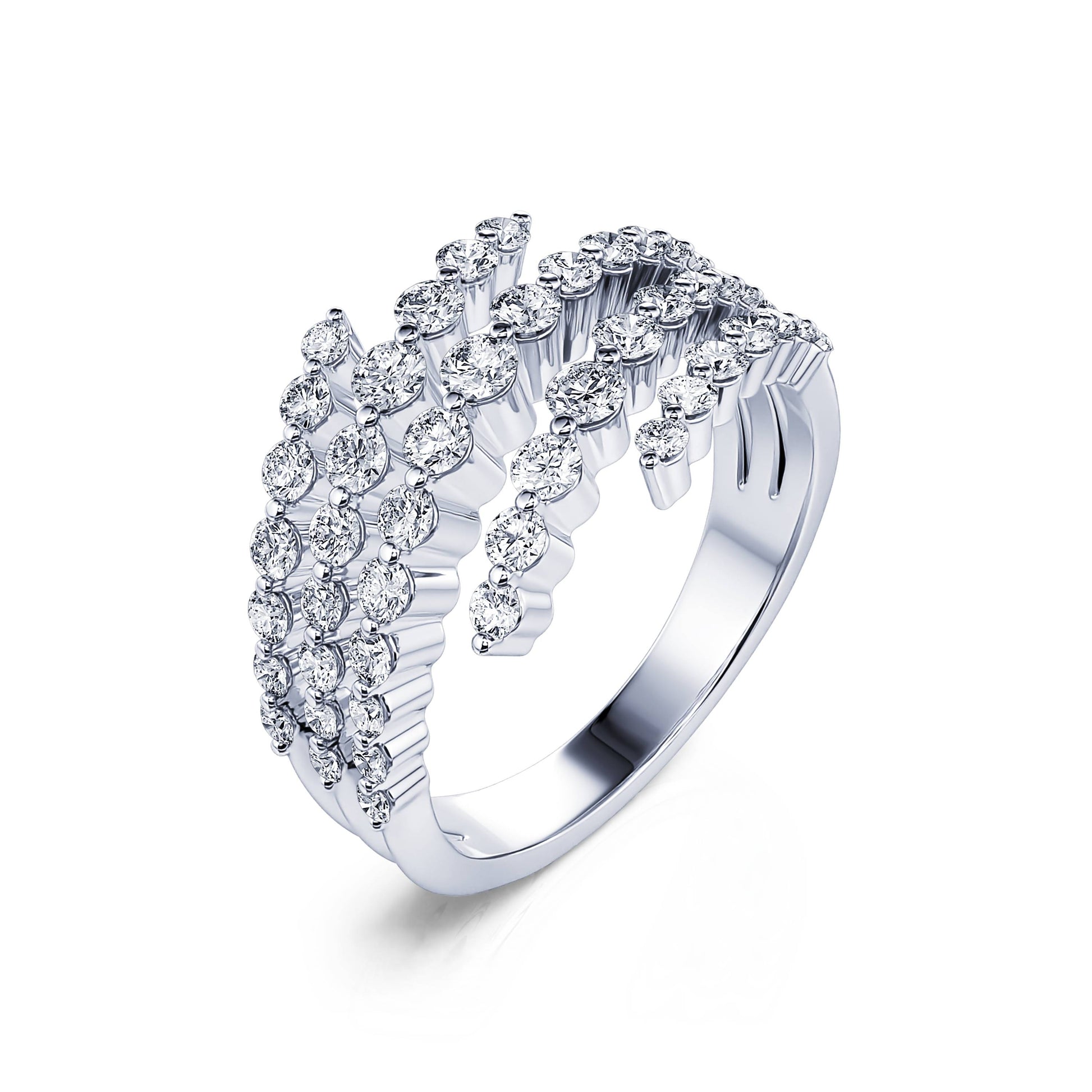 Bague or blanc serpent cinq rangs de diamant Boa 1