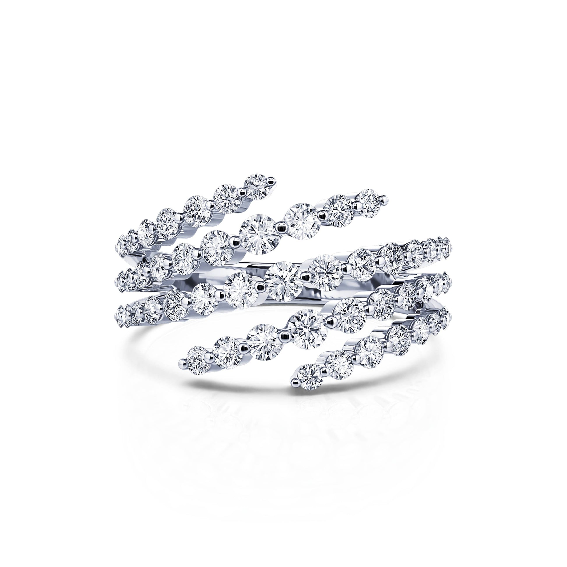 Bague or blanc serpent cinq rangs de diamant Boa 2