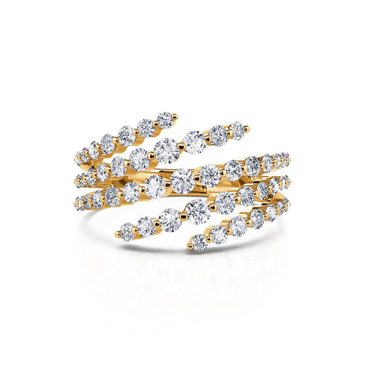 Boa - Bague or jaune serpent cinq rangs de diamant #2