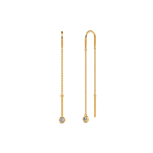Bonnie - Boucles d'oreilles pendantes or jaune et diamant #2