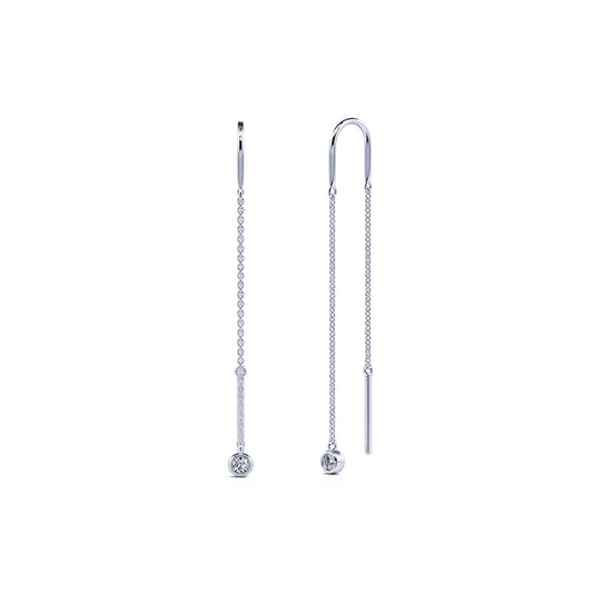 Bonnie - Boucles d'oreilles pendantes or blanc et diamant #2