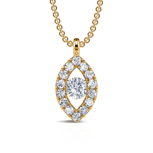 Broadway - Collier or jaune diamant halo œil #2