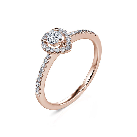 Brooklyn - Bague de fiançailles halo poire en or rose #2