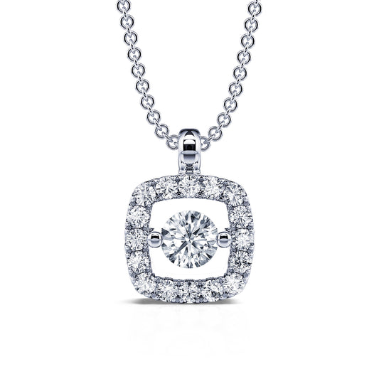 Chelsea - Collier or blanc diamant carré avec halo #2