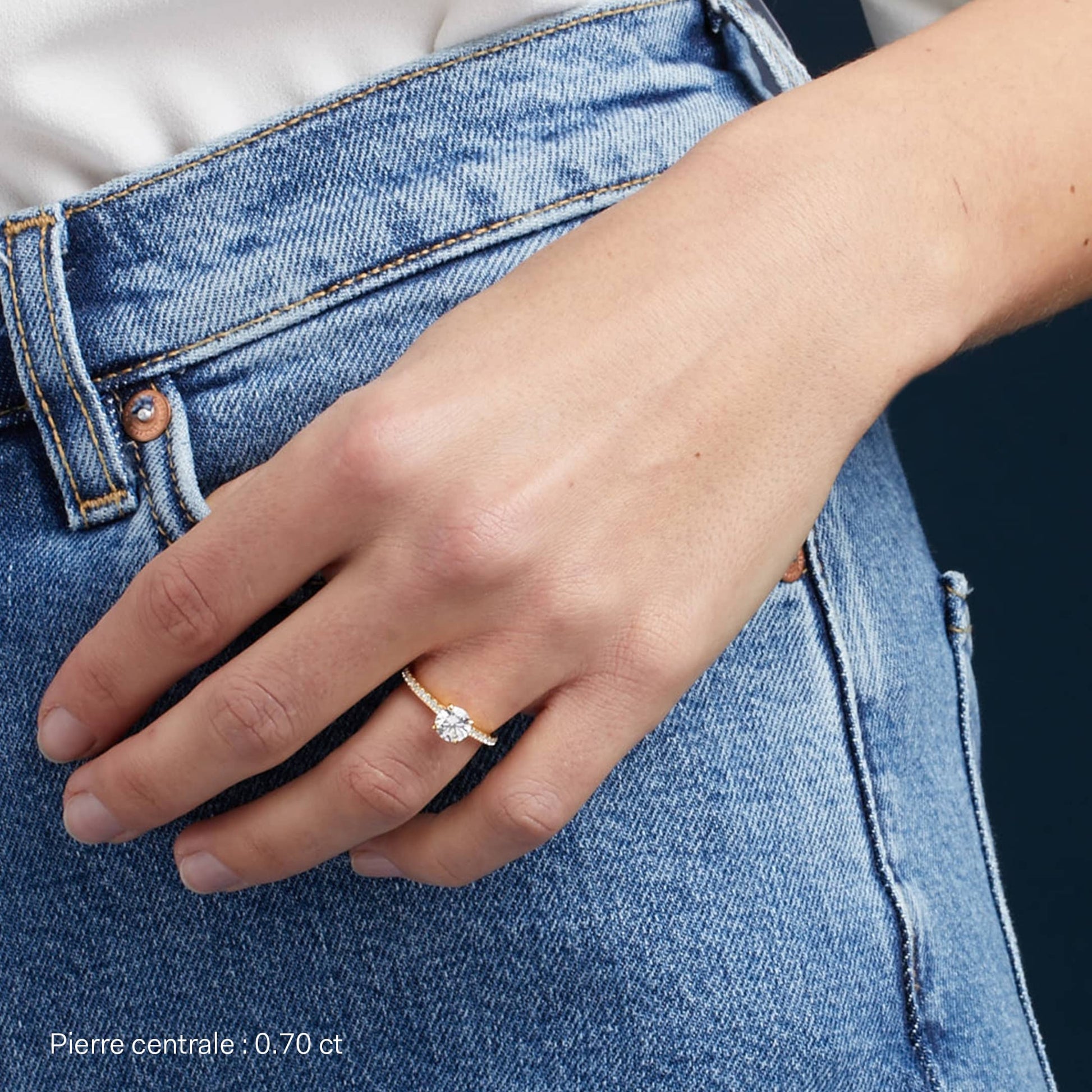 Solitaire or rose diamant rond Chloé 4