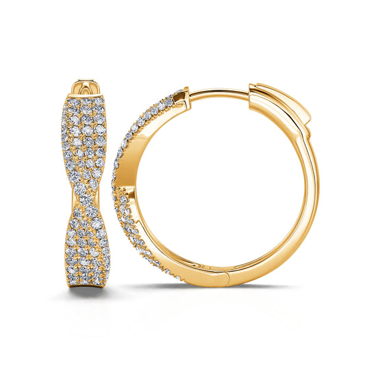 Cléa - Boucles d'oreilles créole pavée or jaune #2