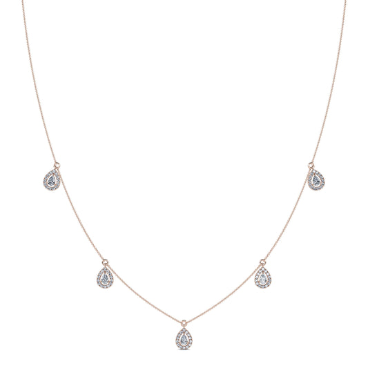 Dara - Collier or rose multi diamants poire avec halo  #2