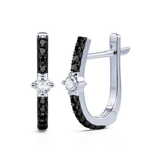 Demy - Créoles diamants noirs et diamant or blanc #2