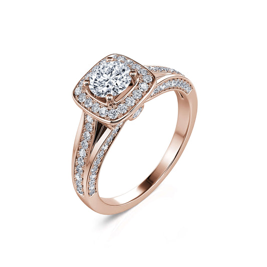 Dianya - Bague de fiançailles vintage or rose diamant #2