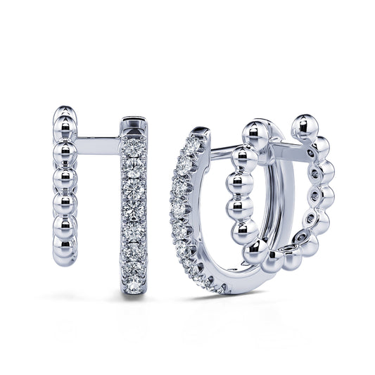 Dila - Créoles double en diamant et or blanc #2