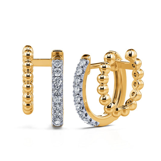 Dila - Créoles double en diamant et or jaune #2