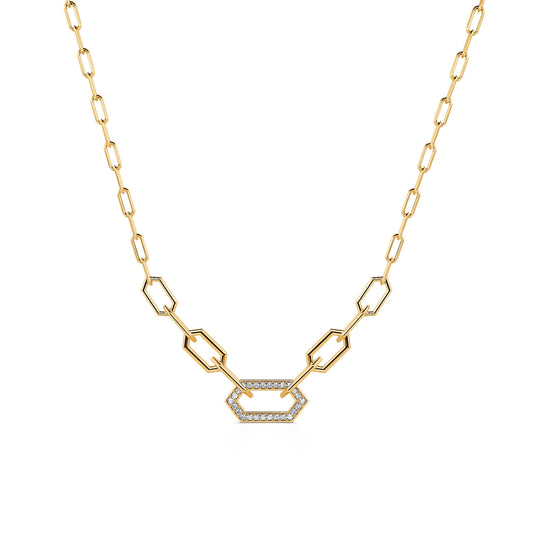 Dona - Collier chaîne un maillon serti or jaune #2