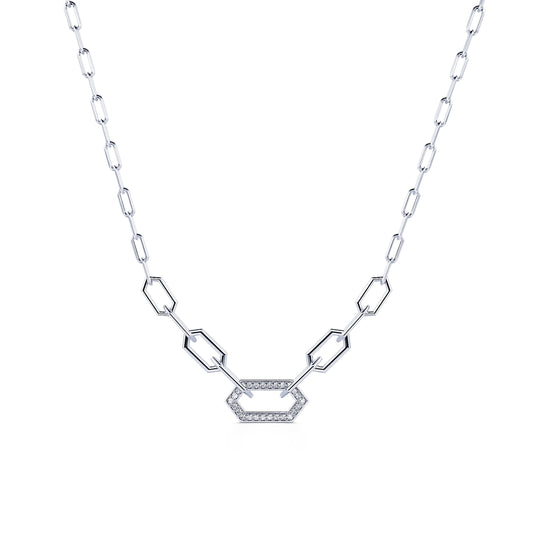 Dona - Collier chaîne un maillon serti or blanc #2