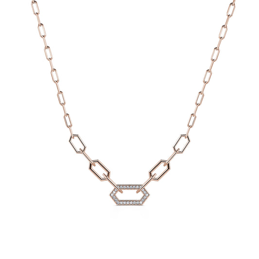 Dona - Collier chaîne un maillon serti or rose #2