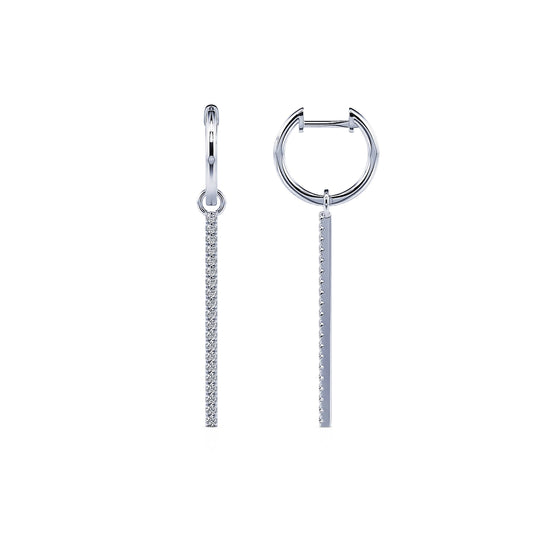 Eda - Créoles or blanc et diamant brillant 2 en 1 #2