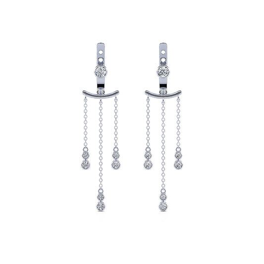 Eden - Boucles d'oreilles pendantes or blanc et diamants #2