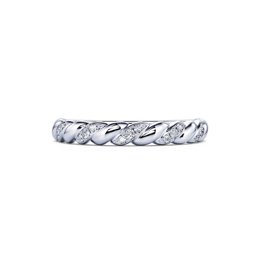 Eline - Bague torsade platine et diamants #2