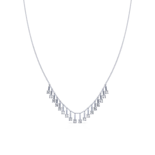 Elio - Collier diamants suspendus or blanc #2